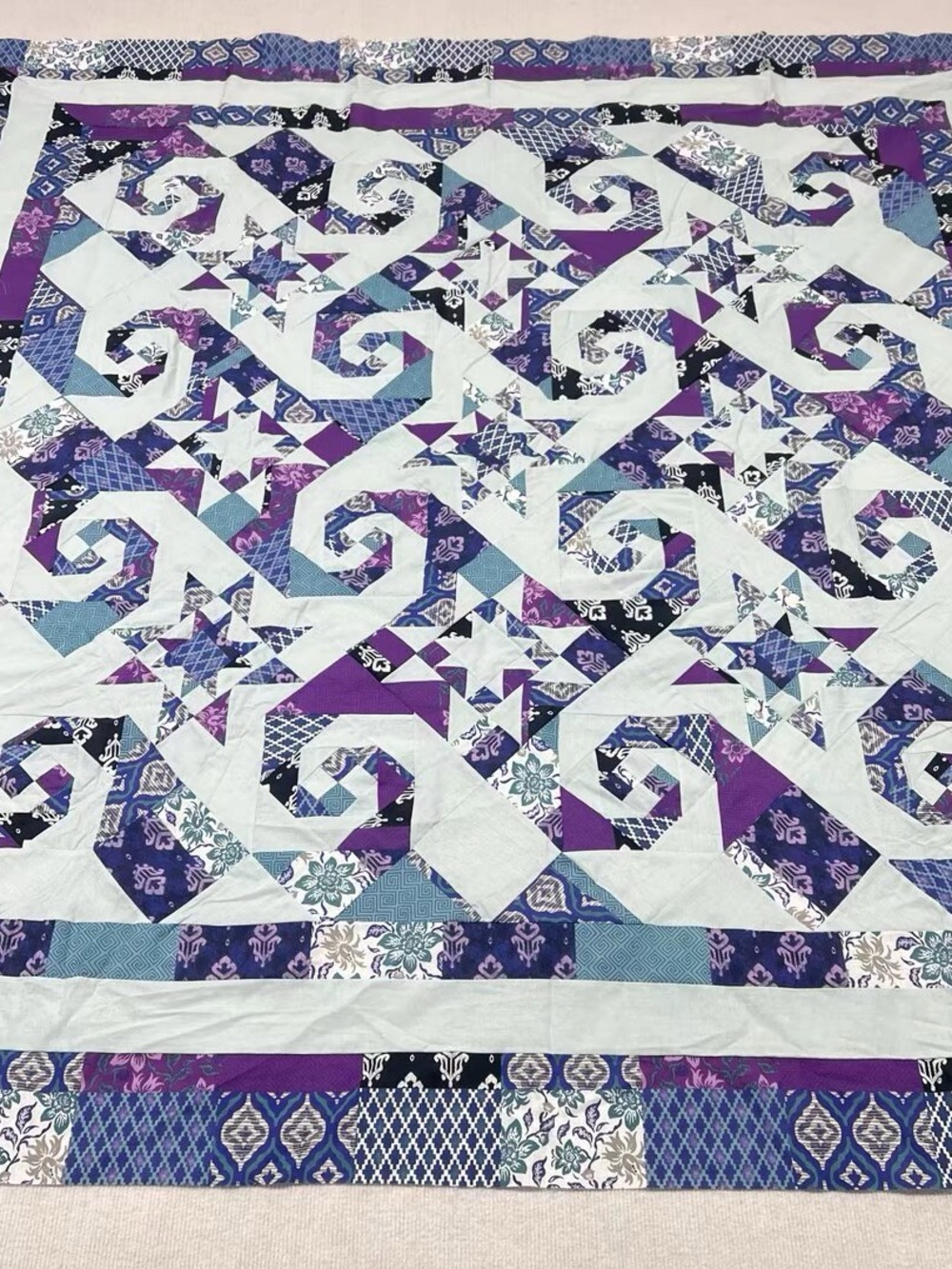 Handmade Shakespeare in the Park Patchwork Cotton Quilt Top/Topper 86x86”